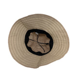 Wide Brim Beige Striped Sun Hat With Bow Accent For Women - One Size