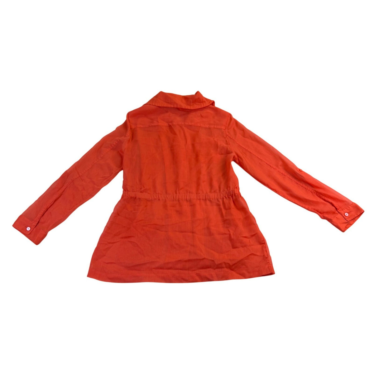 Chicos Womens Orange Utility Jacket With Drawstring Waist Pockets Size 0