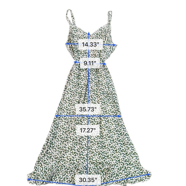Lulus Womens Green Floral Maxi Dress Sleeveless Adjustable Straps Size Large