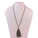 Boho Womens Gold Tone Alloy Coin Pendant Necklace With Turquoise Accent