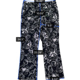 White House Black Market Womens Black Floral Flare Crop Pants Size 10