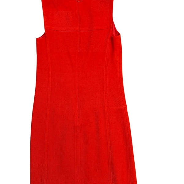 Akris Punto Womens Red Wool Pleated Sleeveless Dress Italy Design Size 34