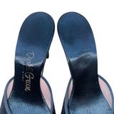 Daniel Green Women’s Black Satin Floral Detail Open-Toe Heels Slides Size 6B