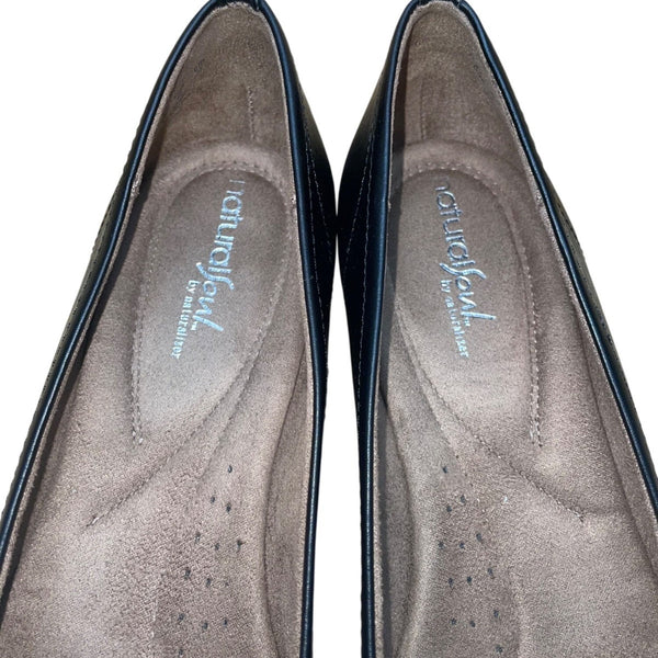 Natural Soul Women’s Black Slip-On All Thru Comfort Girly Flat Shoes Size 10M
