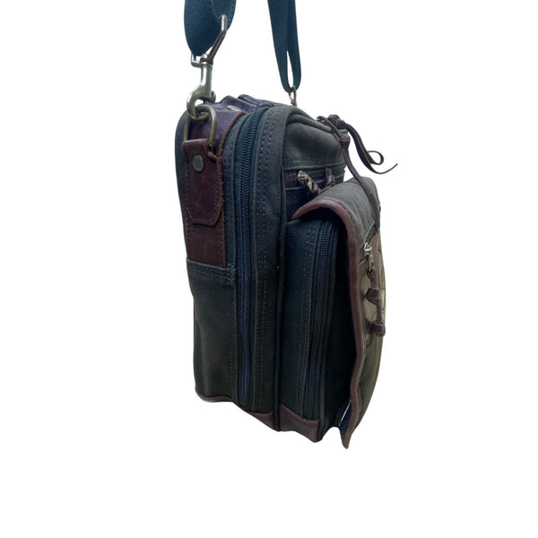 Orvis Men’s Olive Canvas &  Brown Leather With Adjustable Strap Crossbody Bag