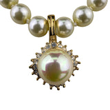 Vintage Roman Faux Pearl & Rhinestone Gold Tone Necklace & Clip-On Earrings Set