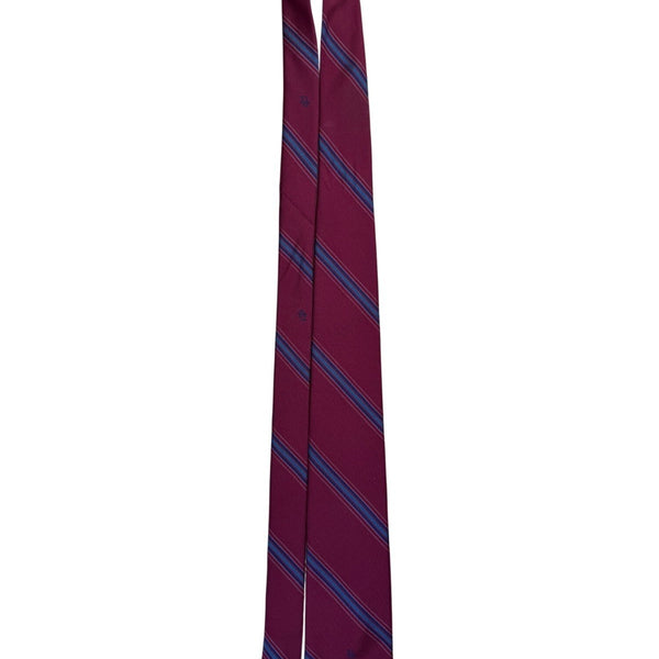 Christian Dior Mens Maroon Striped Polyester/Silk Classic Tie