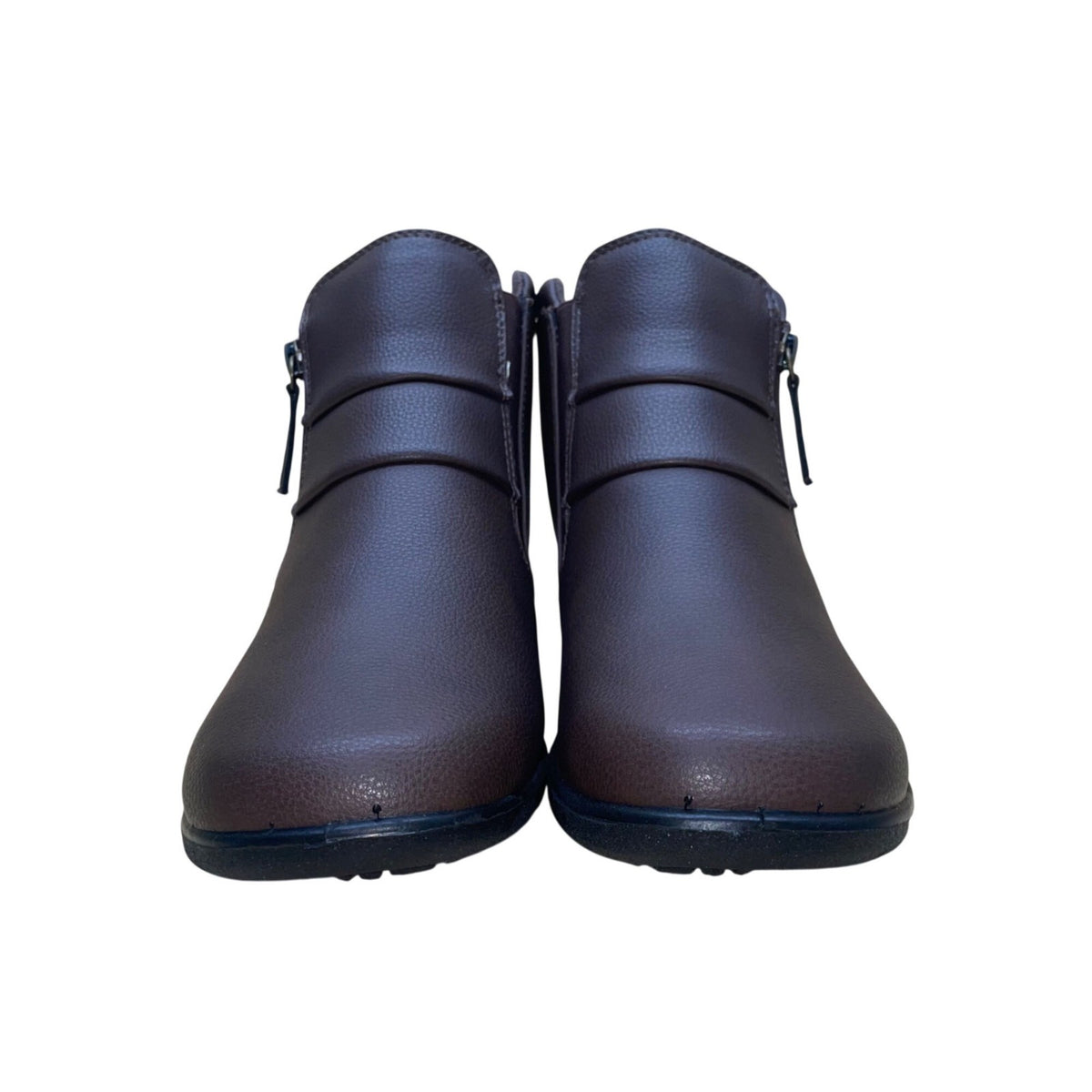 Easy Street Women’s Brown Vegan Pebbled Side Zipper Zozo Ankle Boots Size 9.5W