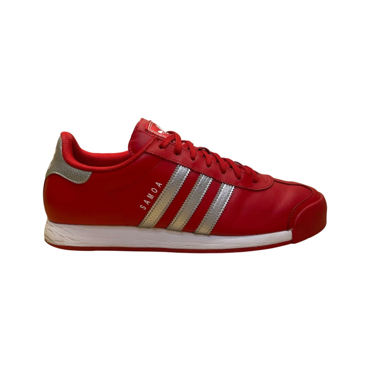 Adidas Men’s Red Leather With Silver Stripes Lace-Up Samoa Sneakers Size 12