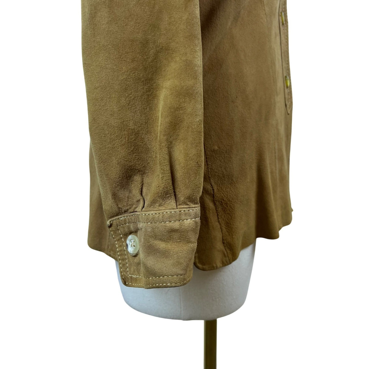 Vintage ReginaPary Womens Brown Button-Up Suede-Style Shirt Jacket