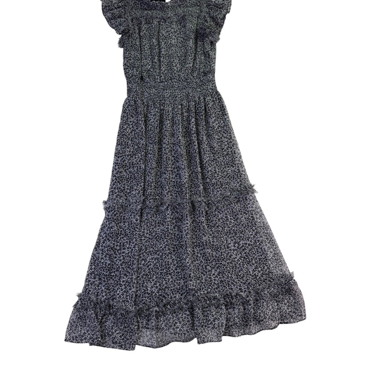 1. State Womens Black & White Ruffle Sleeve Floral Print Midi Dress Size S