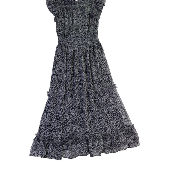 1. State Womens Black & White Ruffle Sleeve Floral Print Midi Dress Size S