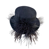 Arlin Georgi Womens Black Wool Feather Veil Hat Elegant Vintage Formal