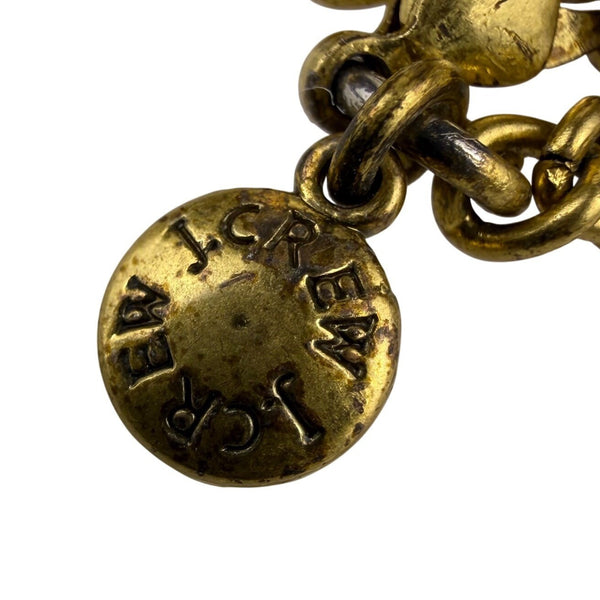 J. Crew Multi-Crystal Statement Necklace Gold Tone Links Brown Lucite Accents