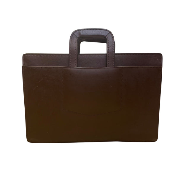 Pegasus Men’s Brown Leather Zippered Dual-Handle Handbag Briefcase