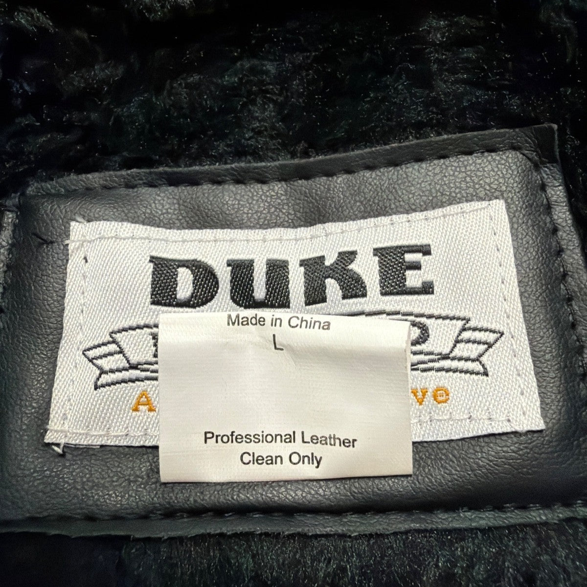 Duke Haband Mens Black Leather Jacket Large Zip Front Classic Design Size L