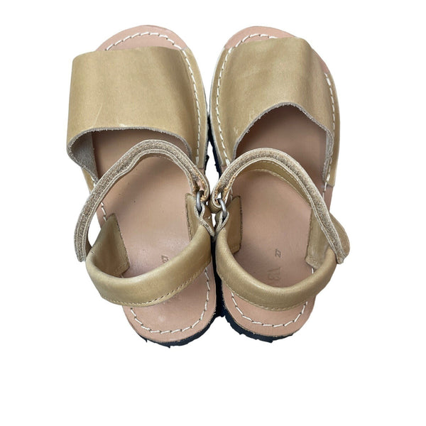 Zara Youth Girl's Light Brown Leather  Strappy Sandals Sz 10.5 - NWT