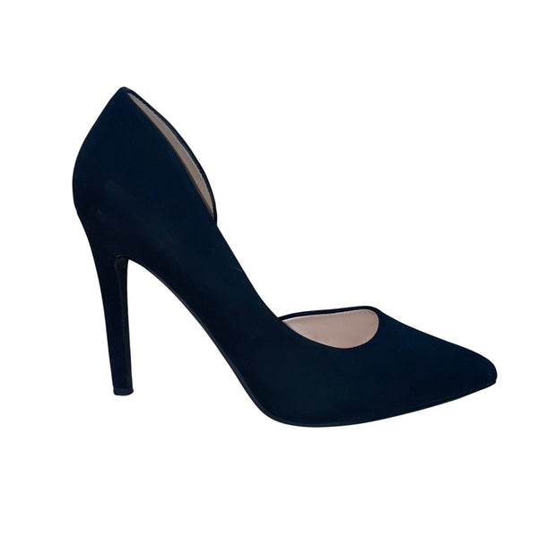 City Soda Women’s Black Faux Suede Pointed Toe High Heel Pumps Size 8