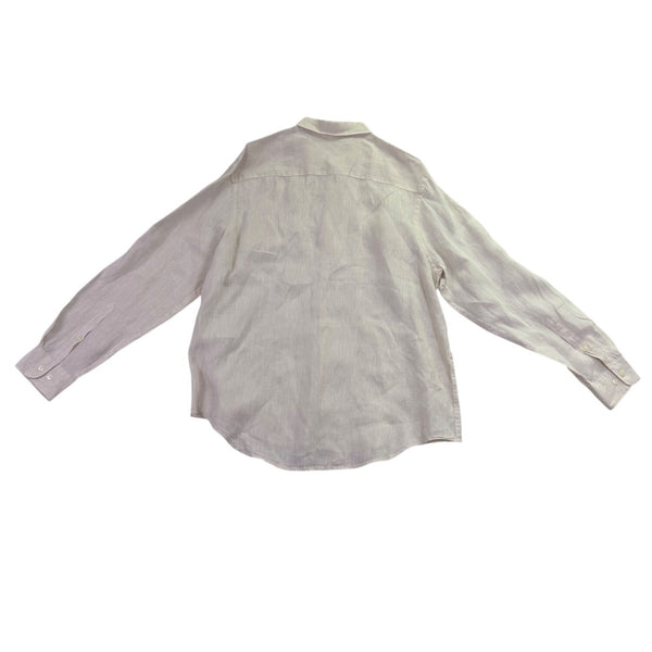 Perry Ellis Mens White Linen Button-Up Shirt Long Sleeve Sz XL