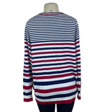 Lands End Women's Red/Blue Striped Cardigan Sweater Button-Front Size 1X - New