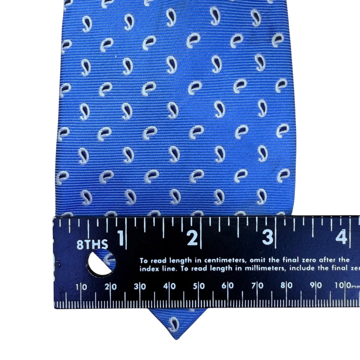Lauren Ralph Lauren Mens Blue Silk Printed Tie With White Paisley Pattern Italy