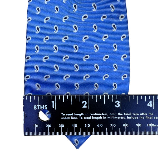 Lauren Ralph Lauren Mens Blue Silk Printed Tie With White Paisley Pattern Italy