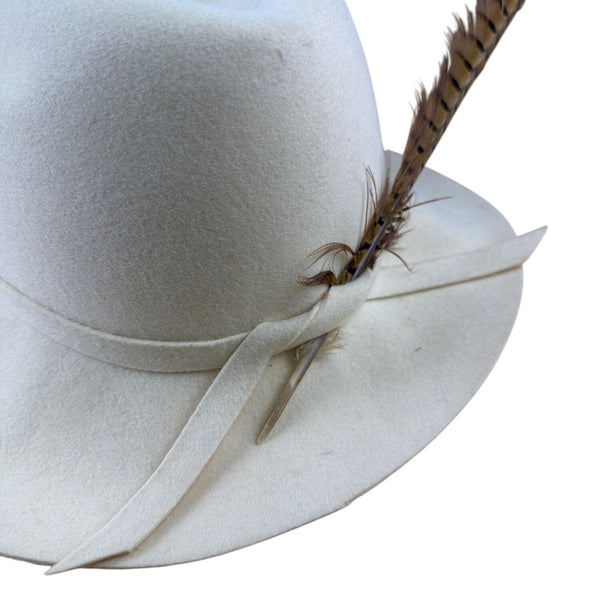 ADOLFO II Frances Berman Womens Ivory Felt Wide Brim Hat Accent Vintage