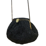 La Regale Women’s Black Beaded Gold Frame Clasp Shoulder Evening Bag