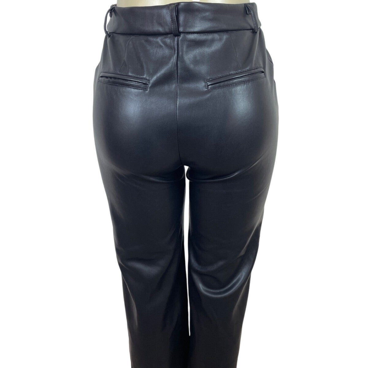 Avec Les Filles Black Cropped Faux Leather Pants High Rise Size S