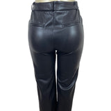 Avec Les Filles Black Cropped Faux Leather Pants High Rise Size S