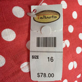Talbots Womens Red & White Button-Up Polka Dot Blouse Lightweight Shirt Size 16