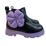 Dream Pairs Girls Side Zipper Chelsea Ankle Booties Purple Bow Knot Sz 1
