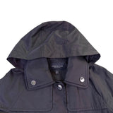 London Fog Womens Black Cotton Polyester Hooded Trench Coat Size XS