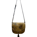 Patricia Nash Women’s European Map Leather Tassel Adjustable Strap Crossbody Bag
