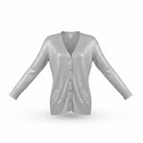Chicos Womens Silver Metallic Button-Front Cardigan Sweater Size 2