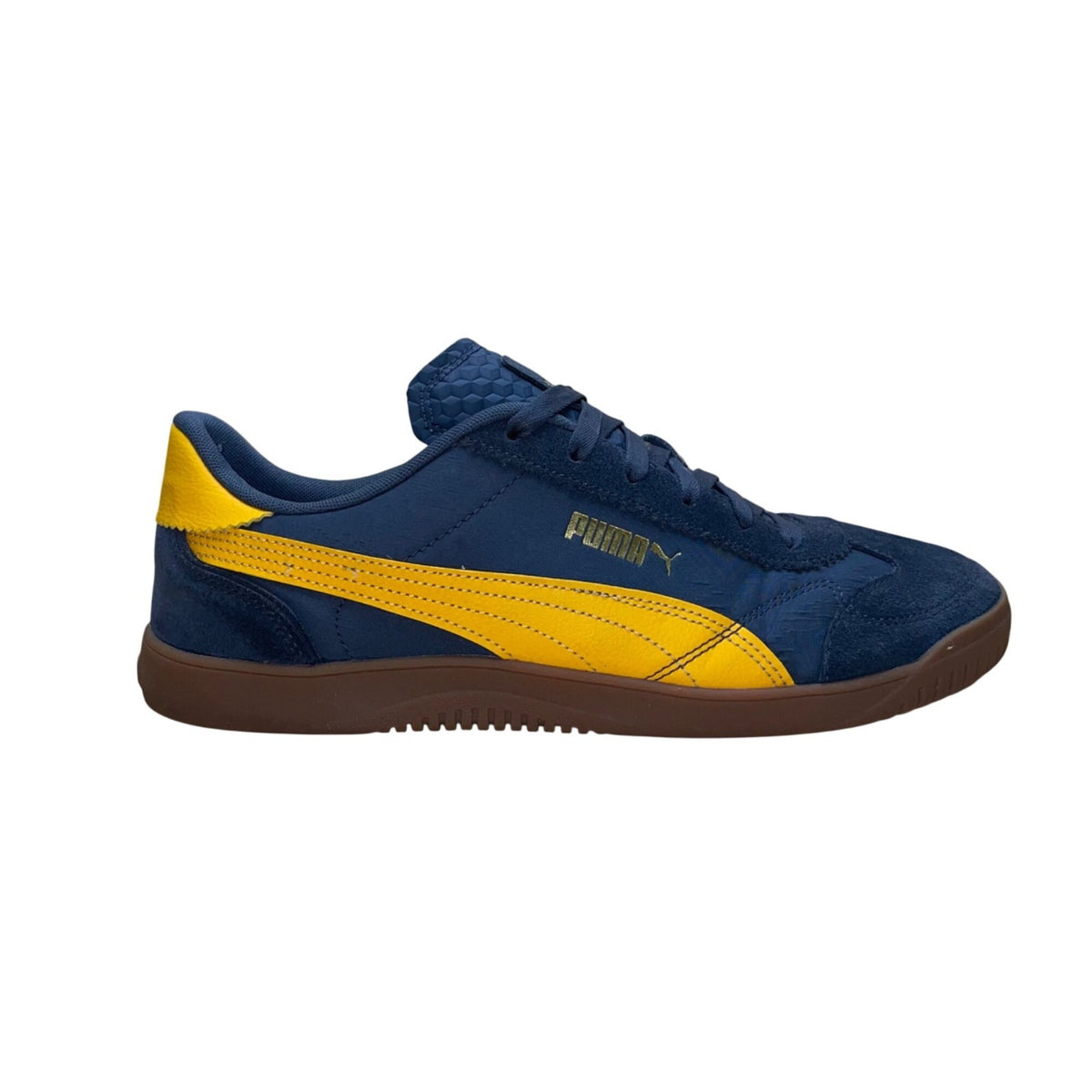 Puma Mens Blue & Yellow Suede Lace-Up Club 5v5 Lux OG Sneakers Size 12