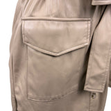 House Of Harlow 1960 Beige Faux Leather Short Sleeve Button-Down Mini Dress Sz S