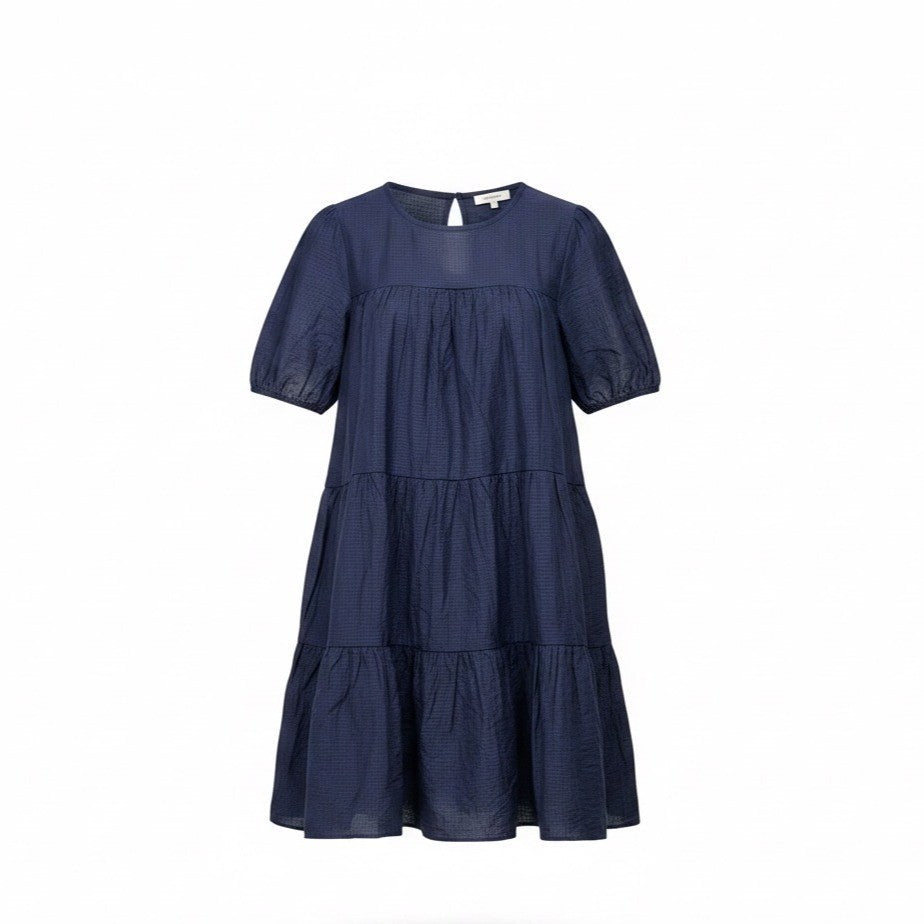 Moi Ami Womens Navy Tiered Ruffled Knee-Length Dress Relaxed Fit  Sz XXS