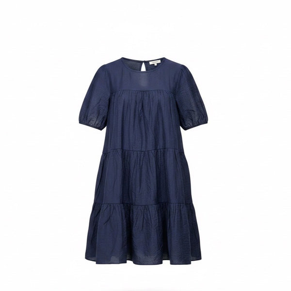 Moi Ami Womens Navy Tiered Ruffled Knee-Length Dress Relaxed Fit  Sz XXS