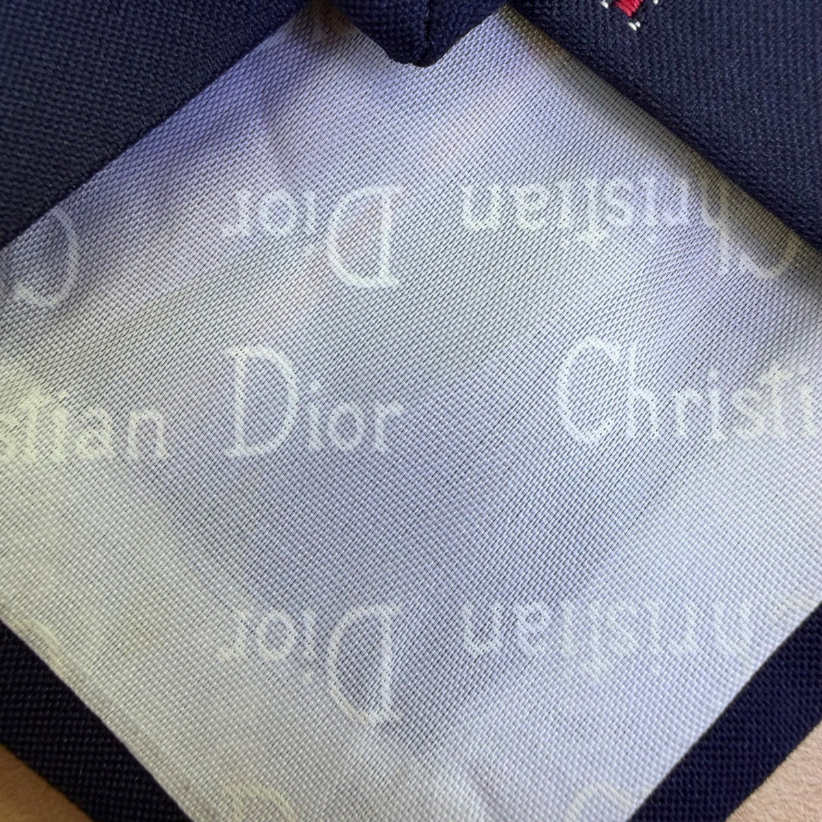 Christian Mens Navy Blue Polyester & Silk Necktie Patterned Classic