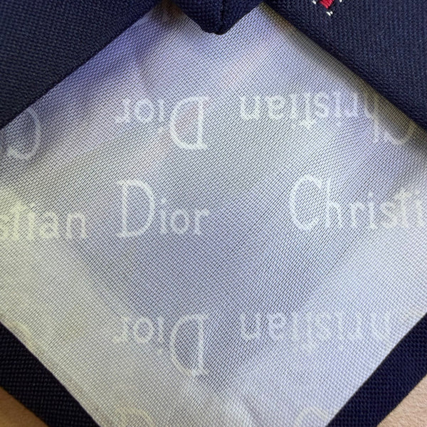 Christian Mens Navy Blue Polyester & Silk Necktie Patterned Classic