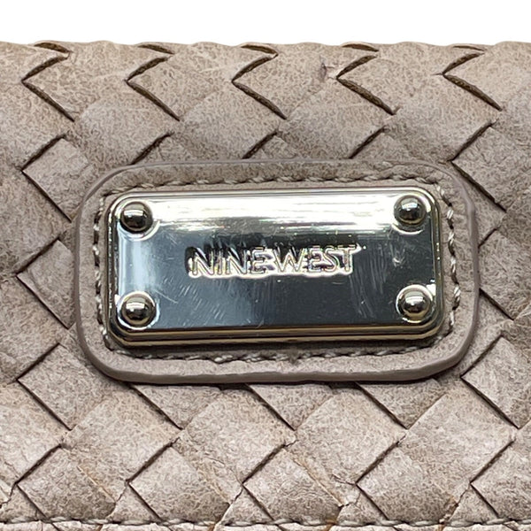 Nine West Women’s Brown Woven Faux Leather Zip Closure Foldover Clutch Bag