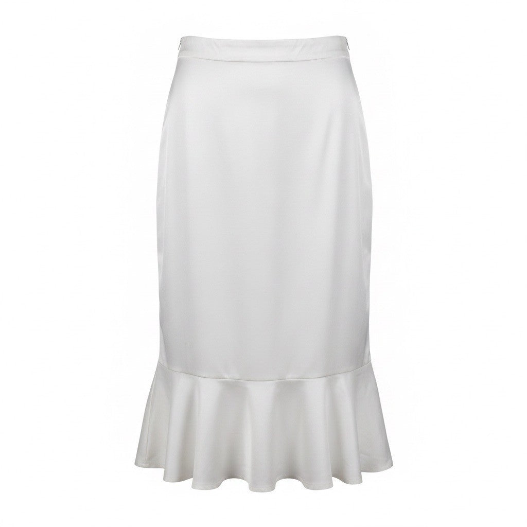 Cato Womens White Rayon Blend Trumpet Hem Skirt Elegant Style Size 14/16W