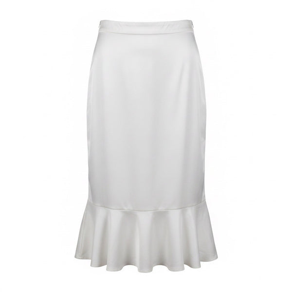 Cato Womens White Rayon Blend Trumpet Hem Skirt Elegant Style Size 14/16W