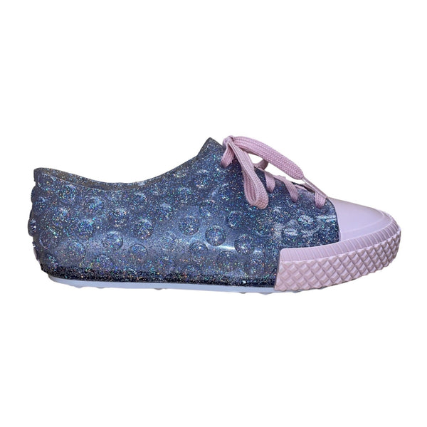 Melissa Kids Purple & Pink Glitter Lace-Up Cap Toe Sneakers Size 6US