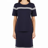 Exclusively Misook Womens Navy Acrylic Two-Piece Knit Top & Skirt Set Size XS P