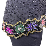 Lawrence Kazar Womens Black Beaded Silk  Jacket & Top Floral Embellished Sz 2X