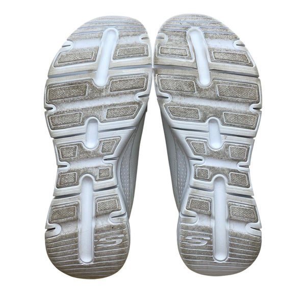 Skechers Women’s White Leather Blend Arch Fit Slide-On Walking Shoes Size 10