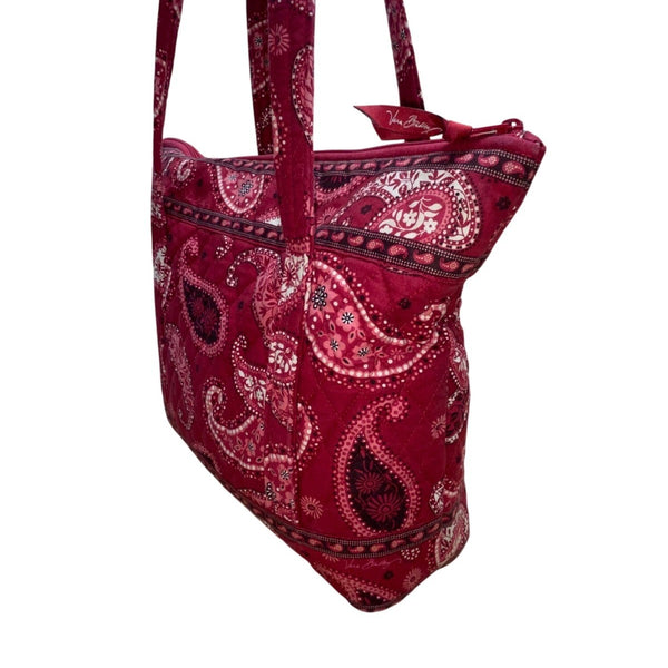 Vera Bradley Women’s Red Cotton Paisley Tote Bag With Matching Accessory Set