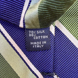 Jos. A. Bank Mens Green & Blue Silk Blend Striped Tie Italy Signature Collection